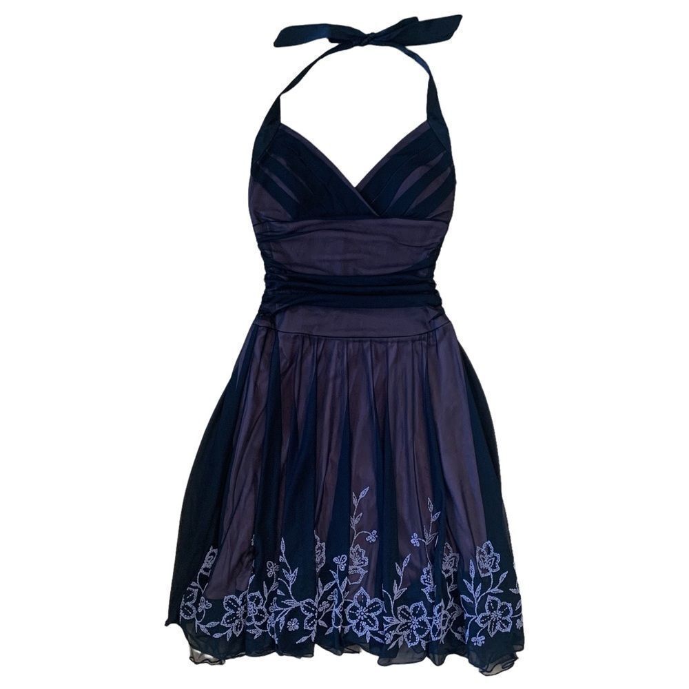 Black Mariposa Halter Neck Dress